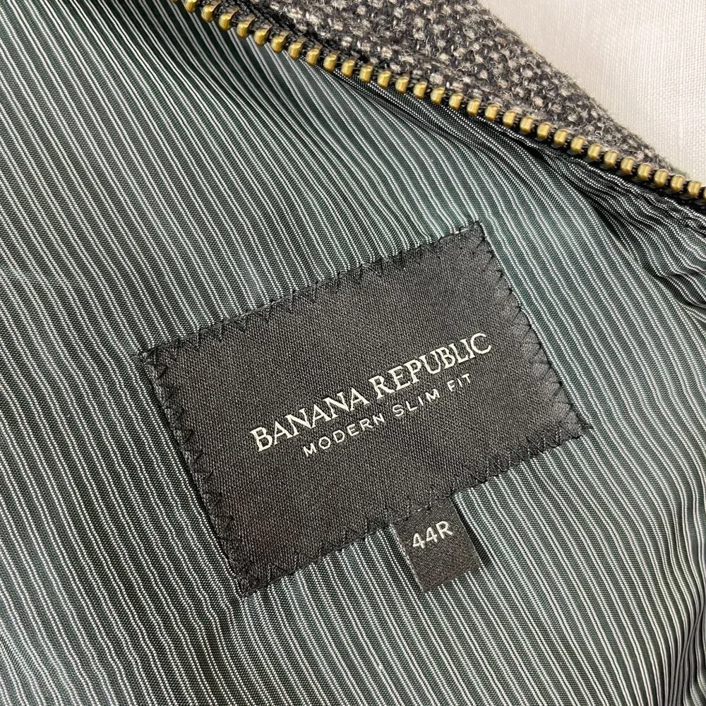 Banana Republic Wool Blend Tweed Vest‎ Mens 44R Quilted Full Zip Preppy Academia